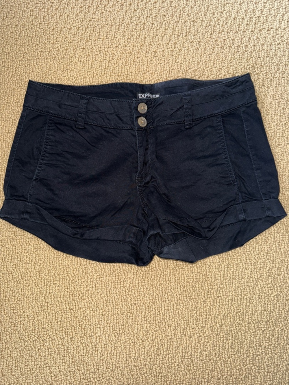 Express Black Double-Button Hem Shorts